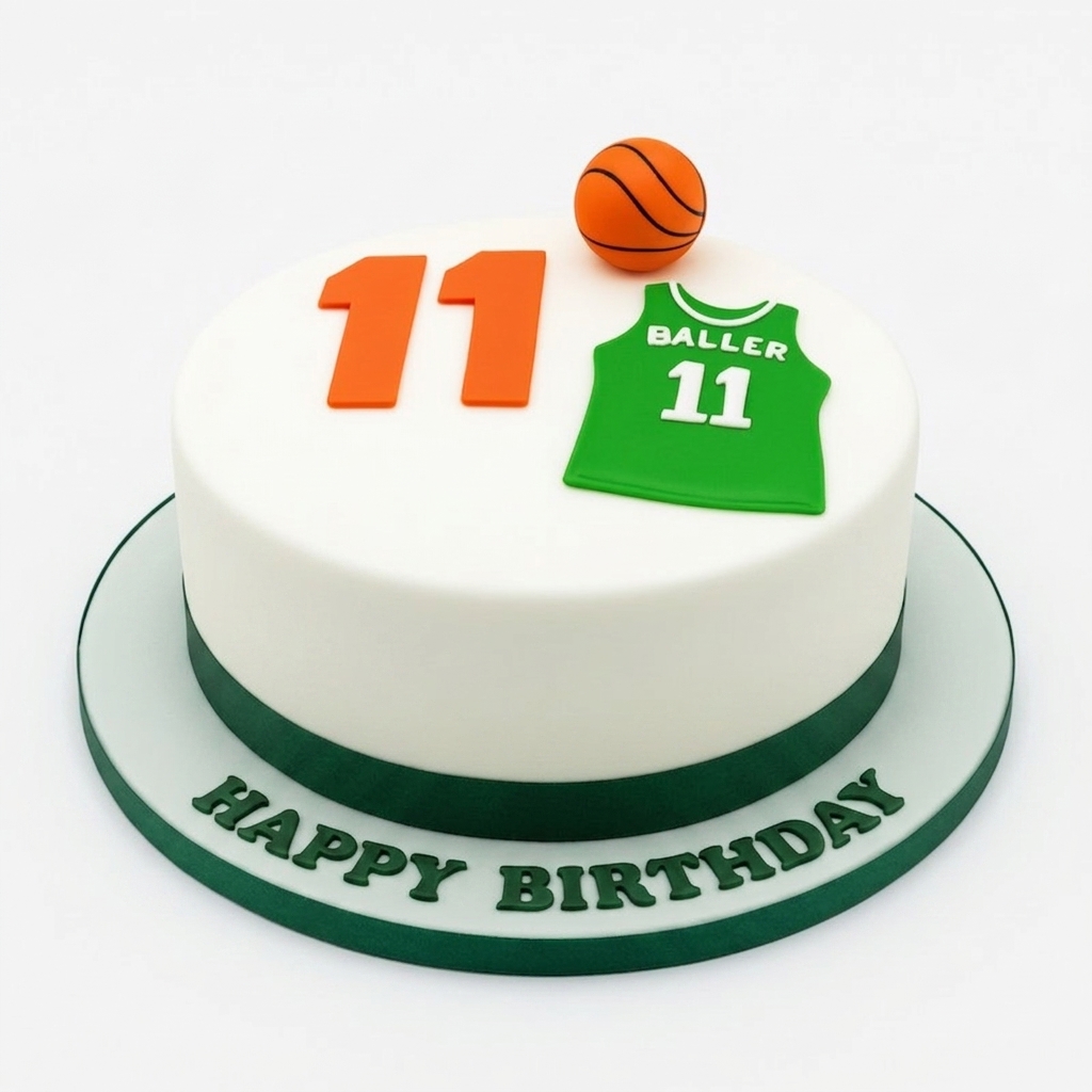 Basketball Birthday Cake with Custom Age Topper