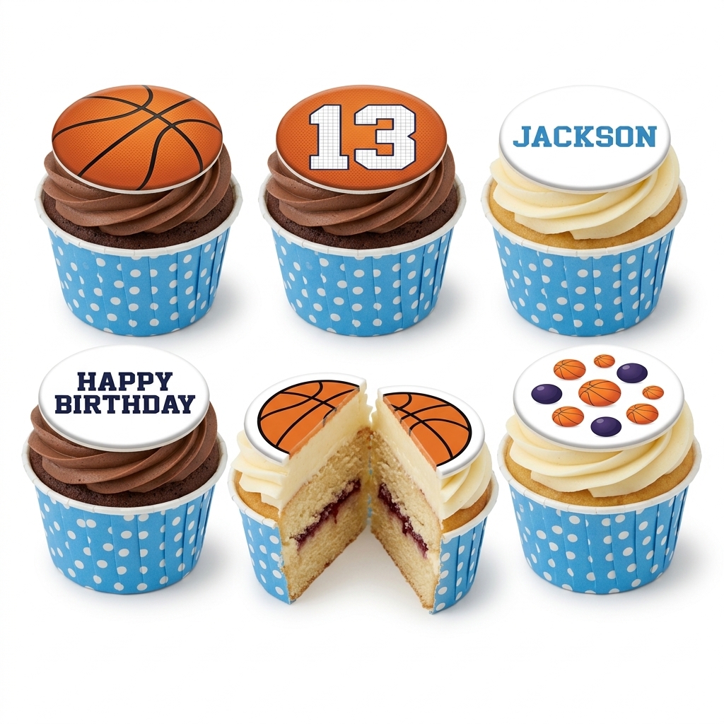 Basketball Birthday Cupcakes