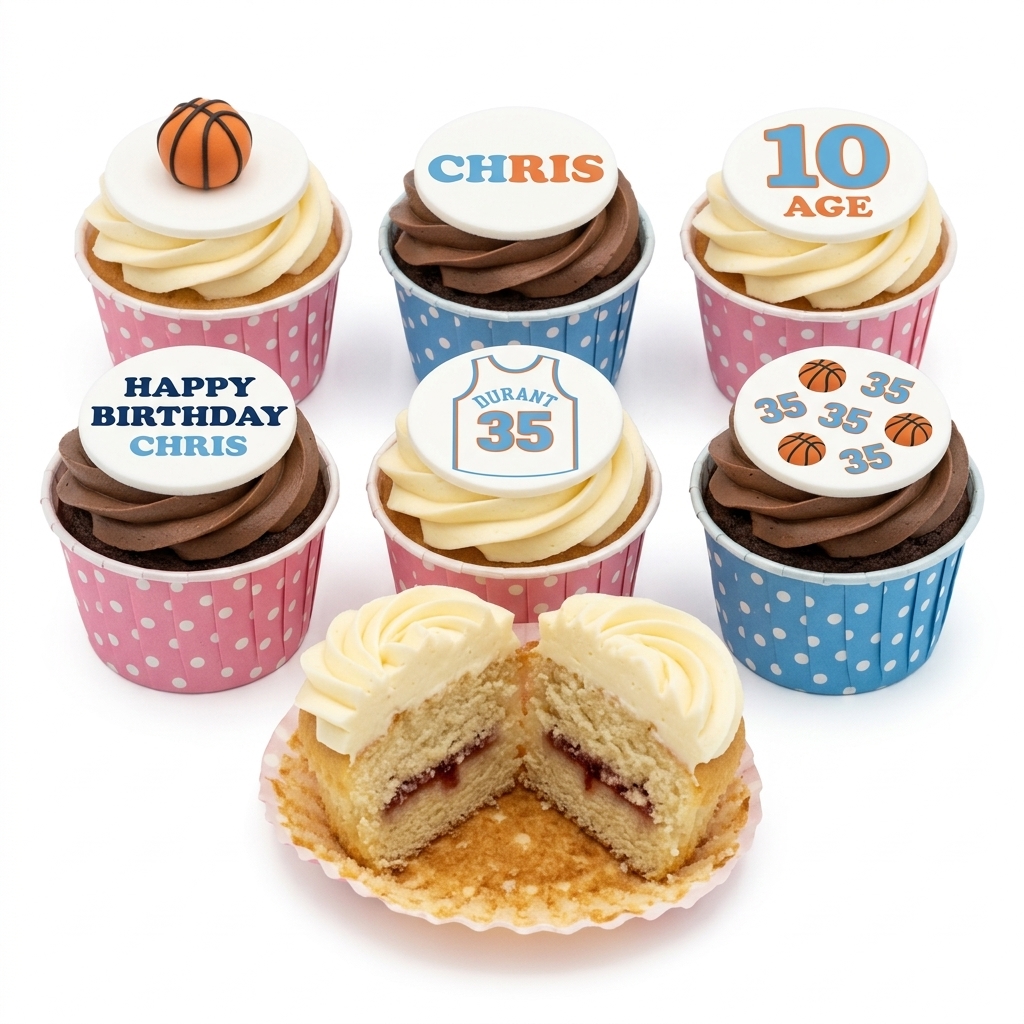 Basketball Birthday Cupcakes for Boys | Custom Age & Name