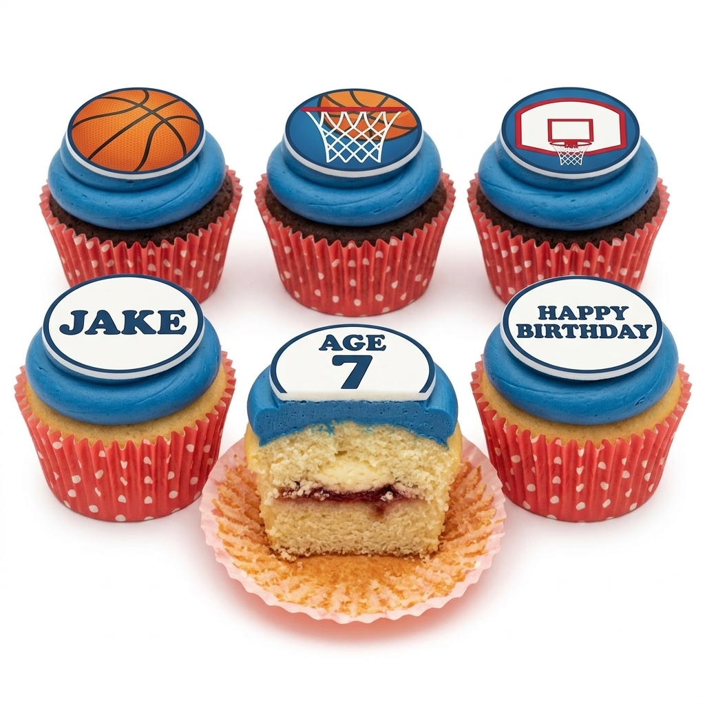 Basketball Birthday Cupcakes with Custom Age