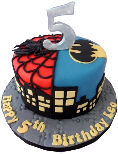 Batman And Spiderman Cake