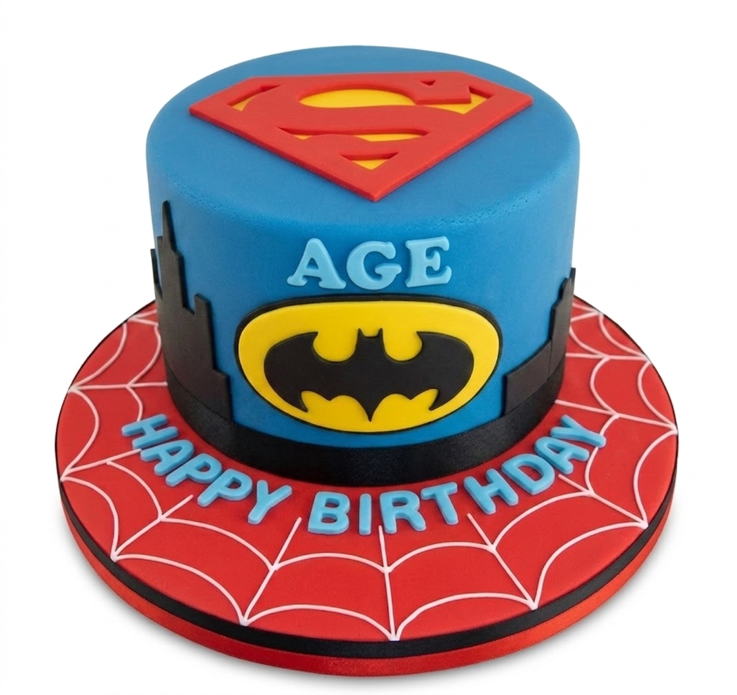 Superhero Birthday Cake for Boys with Custom Age