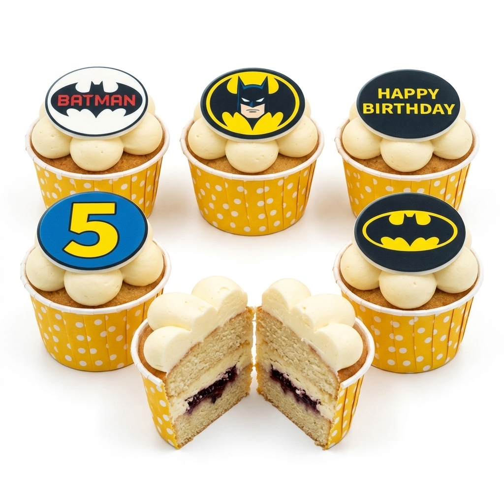 Batman Birthday Cupcakes with Custom Age Topper