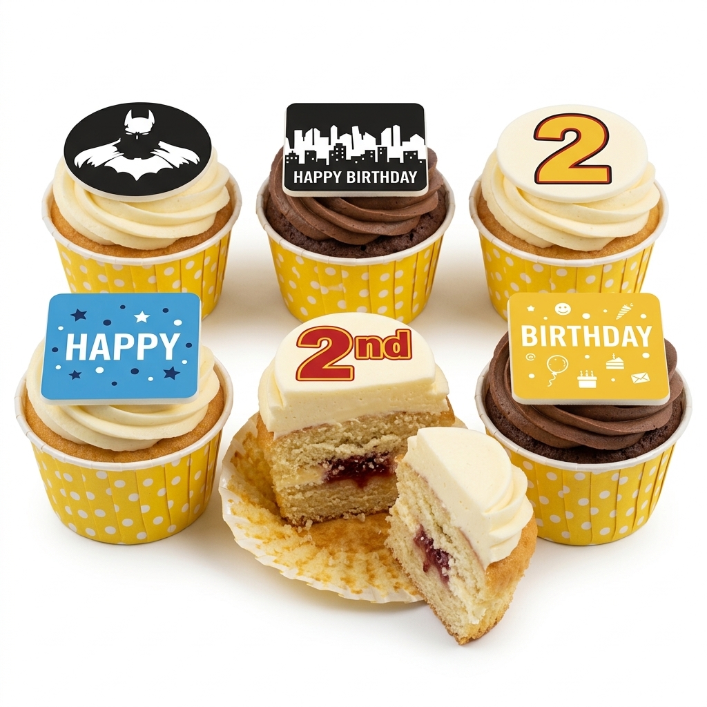 Batman Birthday Cupcakes with Custom Age Topper