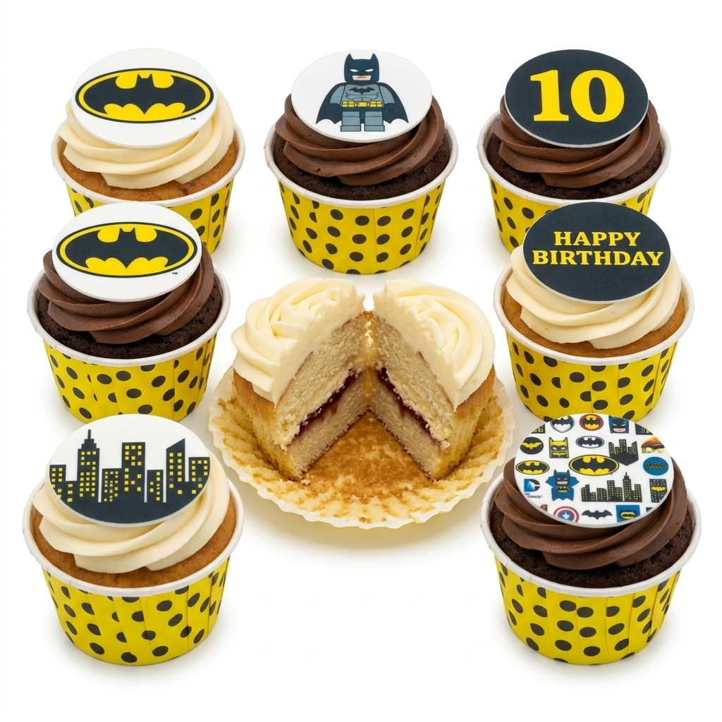 Batman Superhero Birthday Cupcakes