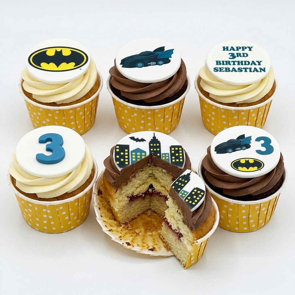 Batman Birthday Cupcakes with Custom Age