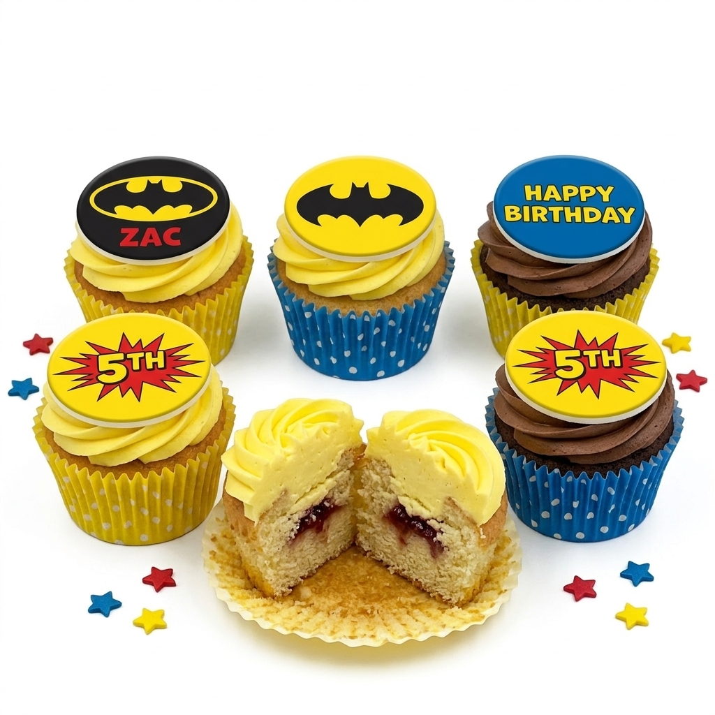 Batman Superhero Birthday Cupcakes