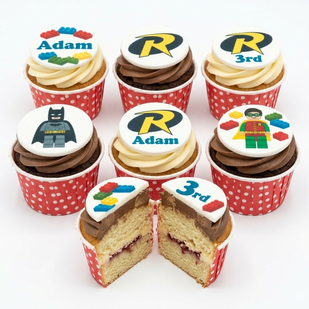 Superhero & Building Blocks Birthday Cupcakes for Boys