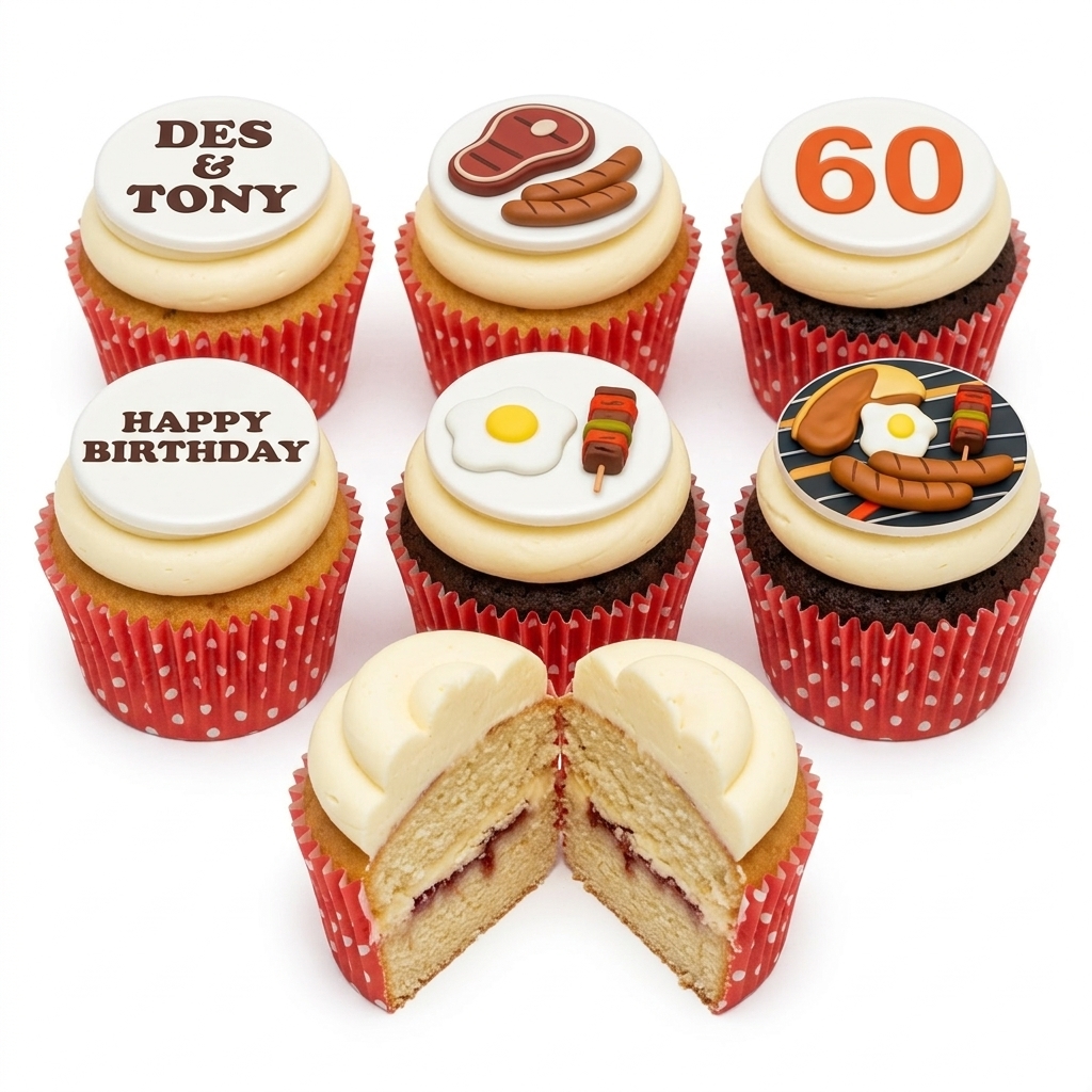 BBQ Grill Theme Birthday Cupcakes