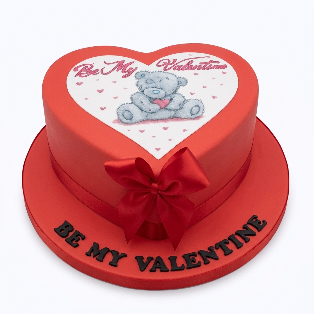 Be My Valentine Teddy Bear Heart Cake