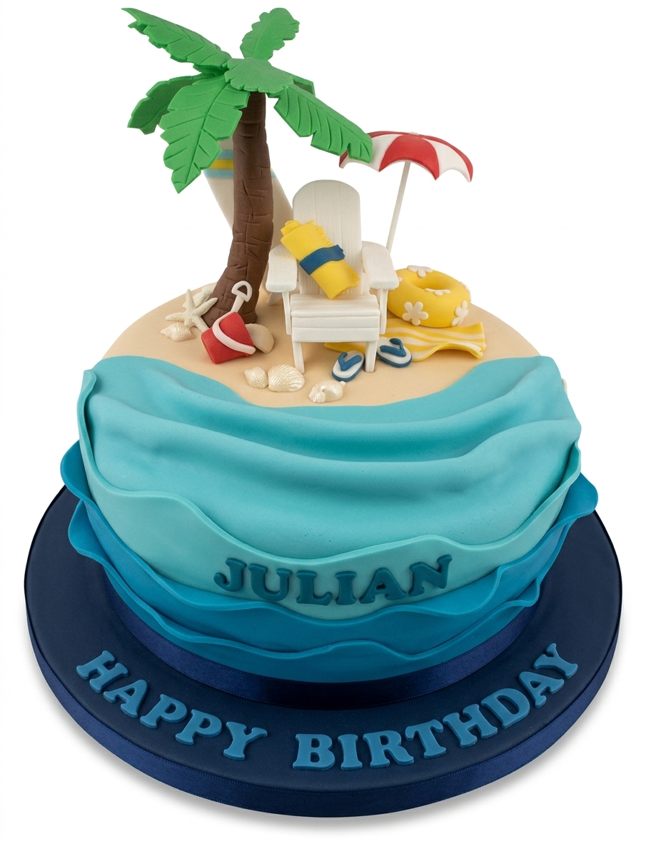 Beach Holiday Theme Birthday Cake