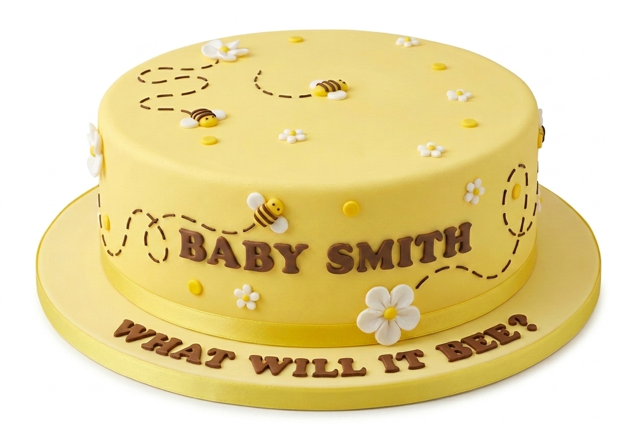 Bee Theme Gender Reveal Cake