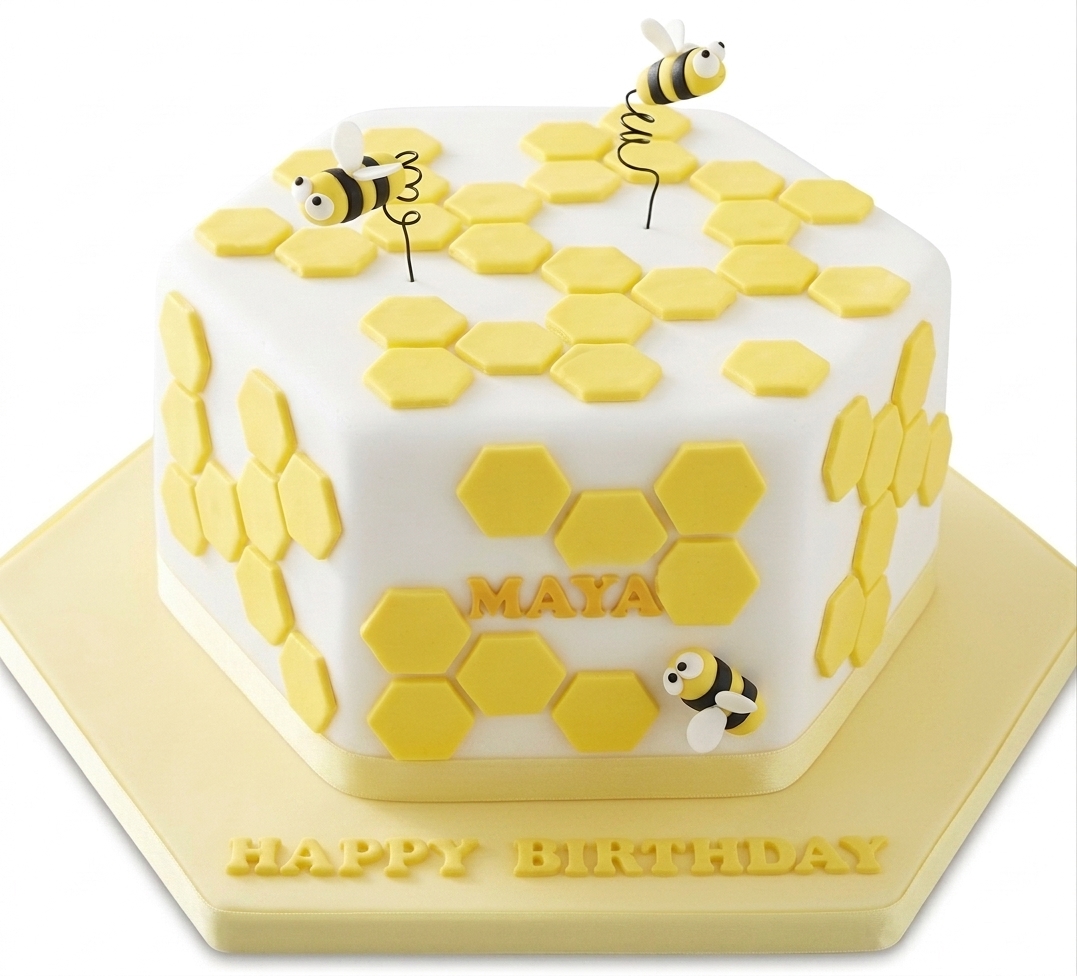 Honeycomb Bee Birthday Cake