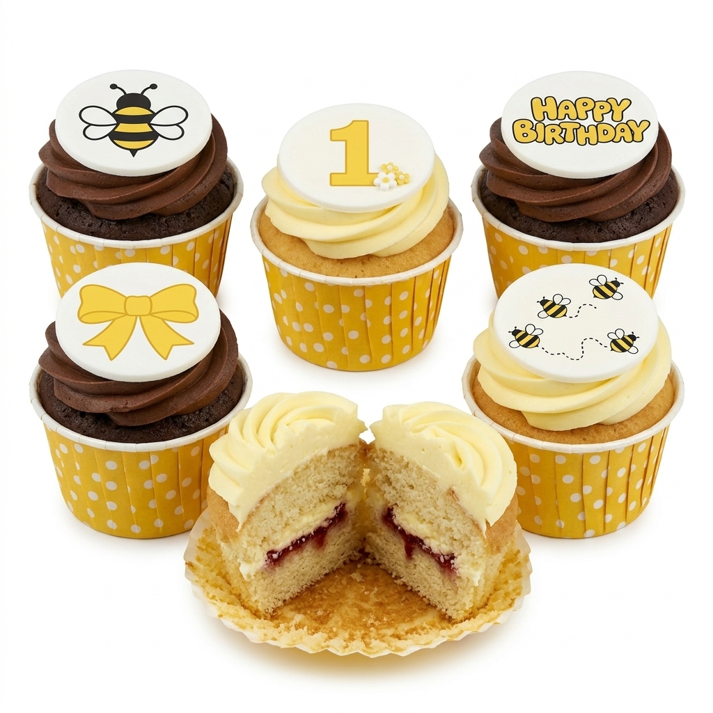Buzzing Bee Birthday Cupcakes with Custom Age