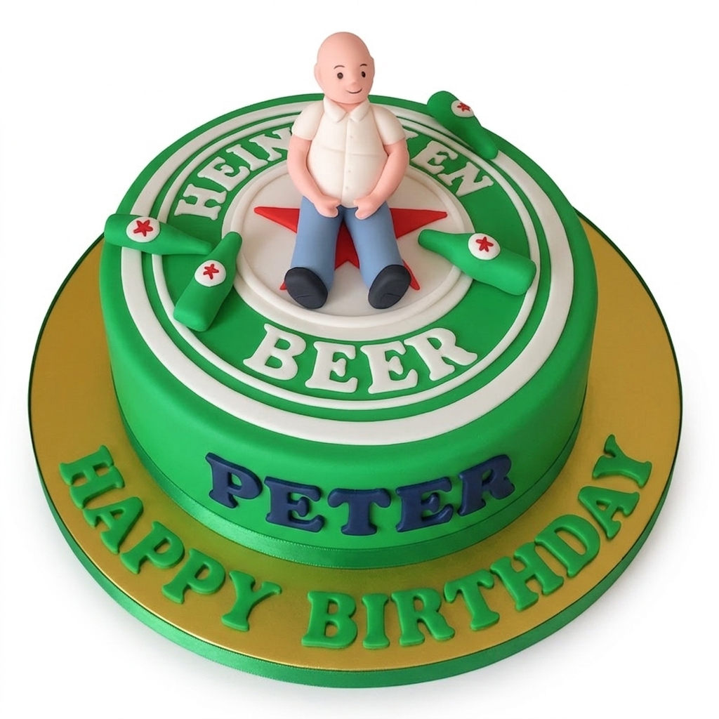 Heineken Beer Theme Birthday Cake for Men