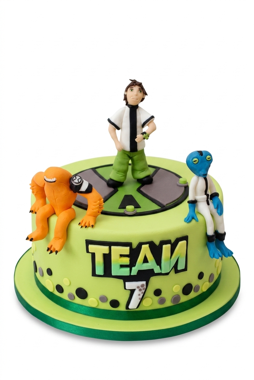 Ben 10 Birthday Cake with Custom Age Topper