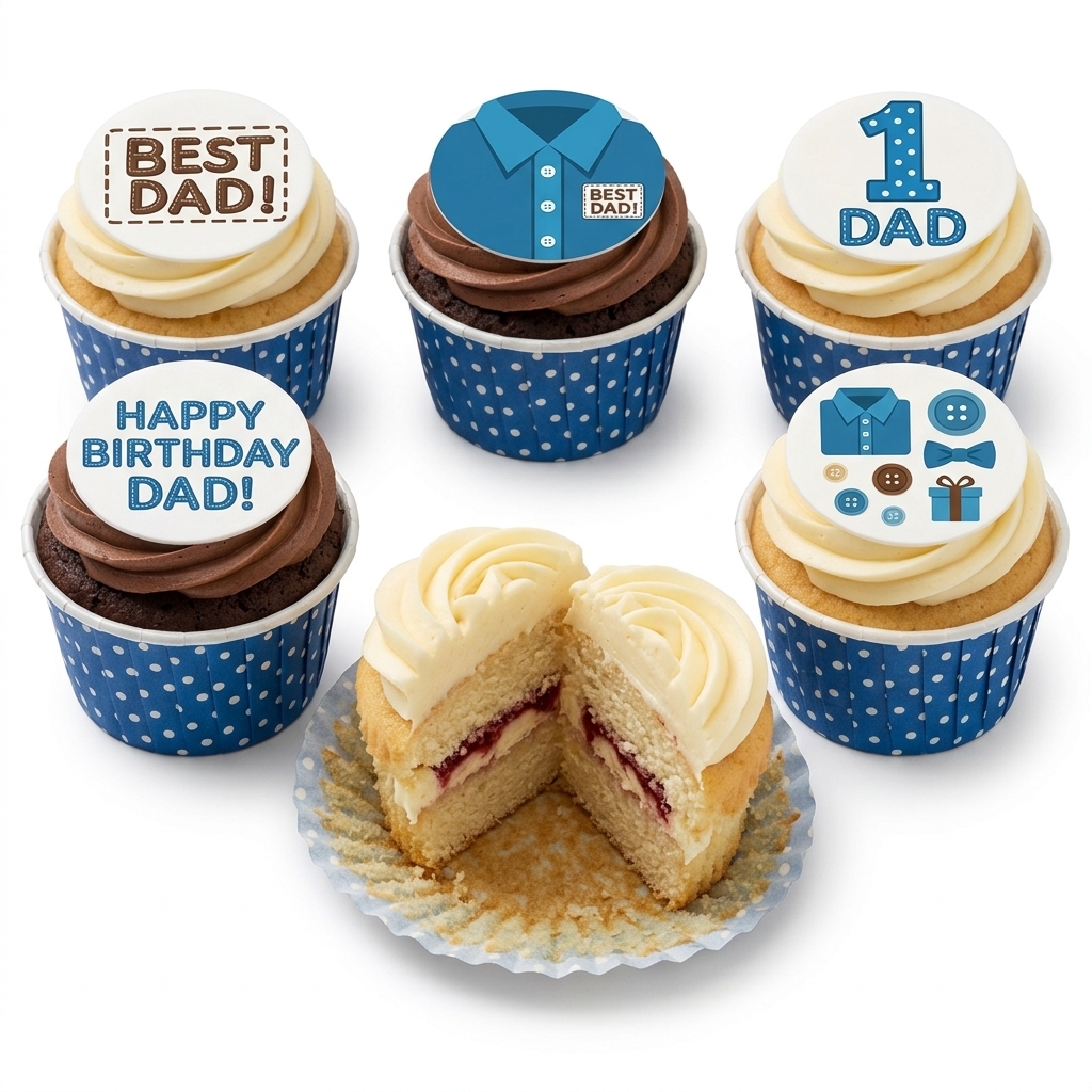 Birthday Cupcakes for Dad with Shirt & Tie Toppers