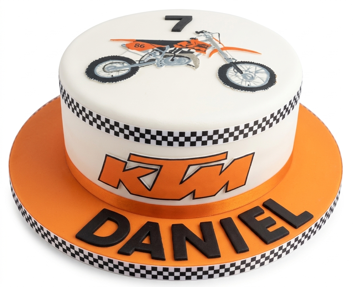 KTM Dirt Bike Birthday Cake | Custom Age & Name