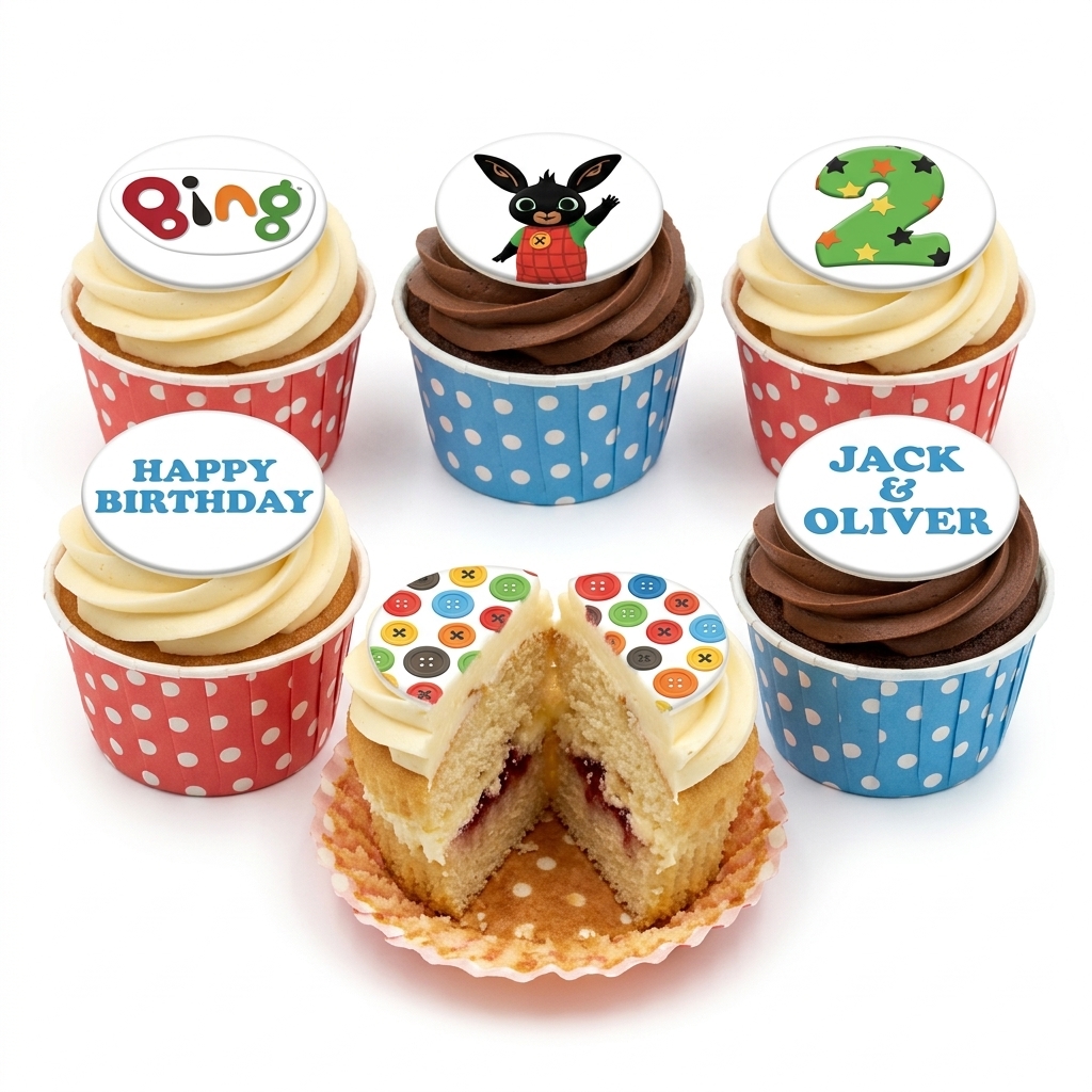 Bing Bunny Birthday Cupcakes with Custom Age & Name