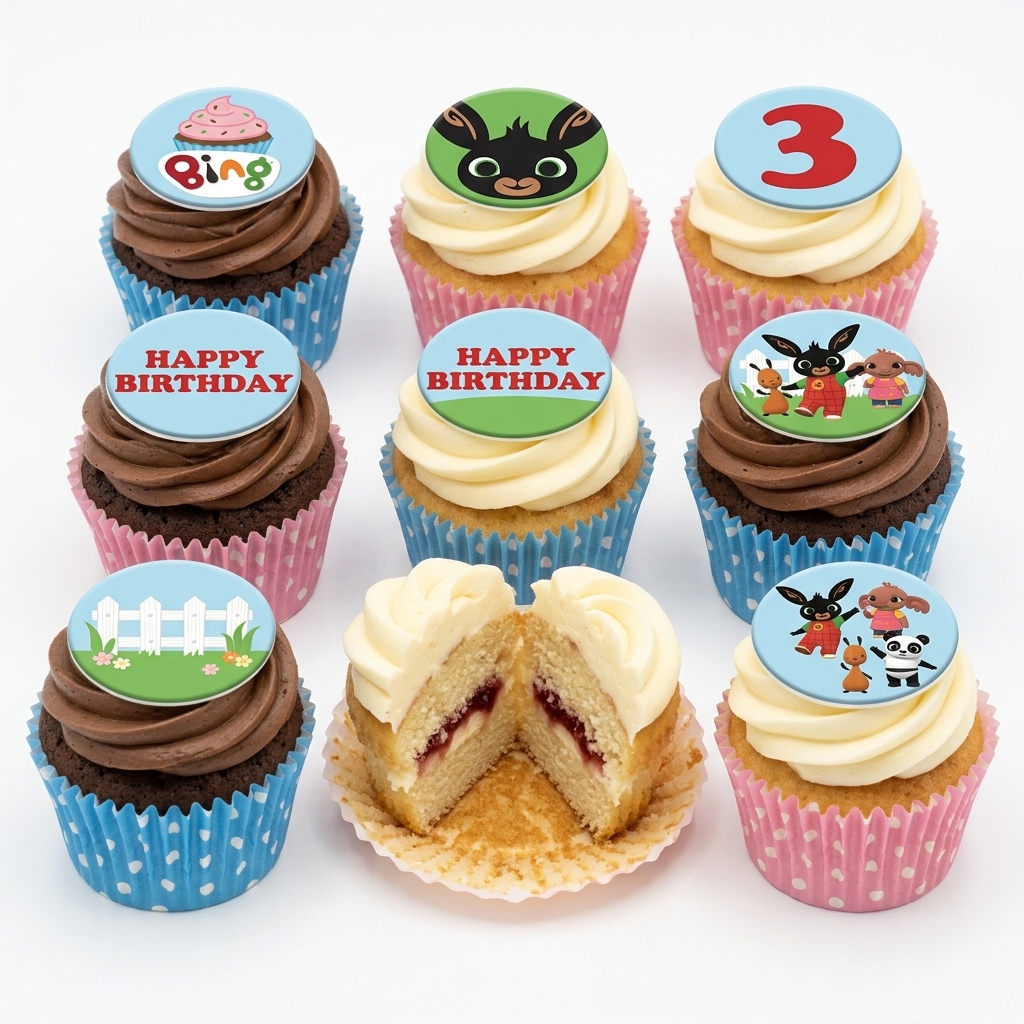 Bing Bunny Kids Birthday Cupcakes with Custom Age