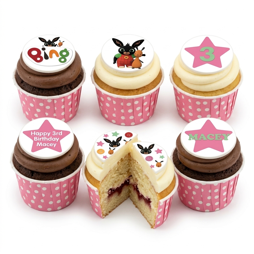 Bing Bunny Kids Birthday Cupcakes with Custom Age