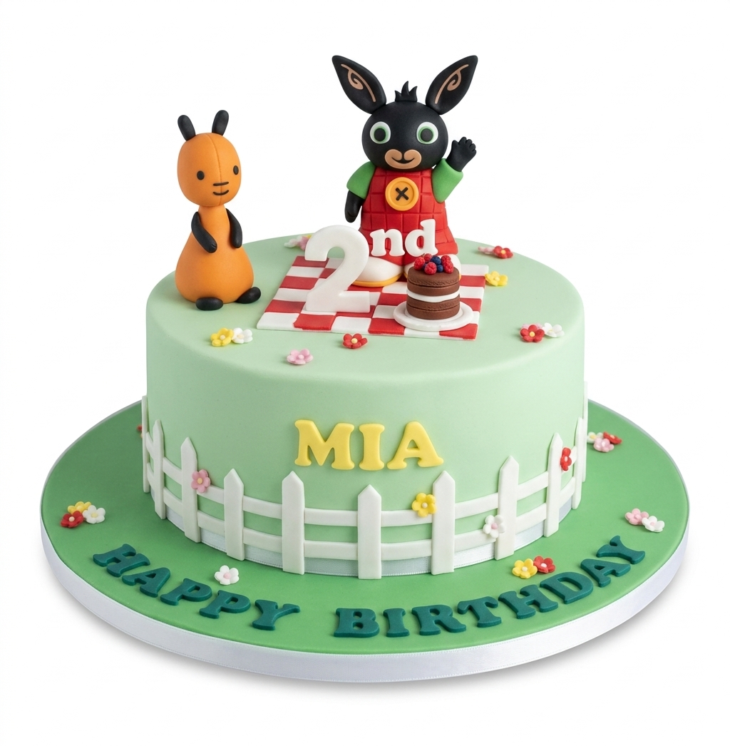 Bing Bunny Kids Birthday Cake with Custom Age