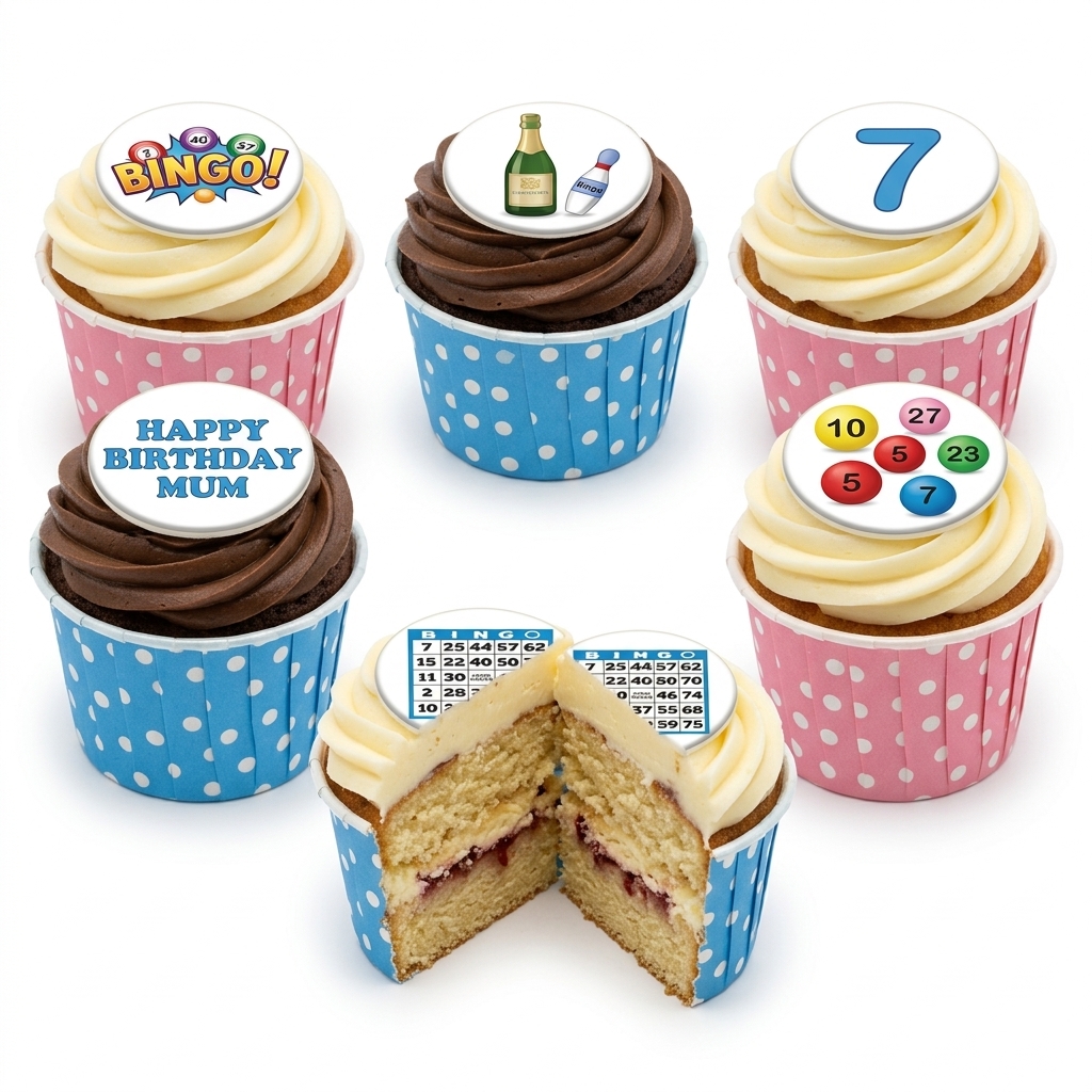 Fun Bingo Theme Birthday Cupcakes