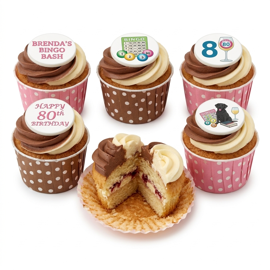 Bingo & Hobbies Birthday Cupcakes for Her (Custom Age)