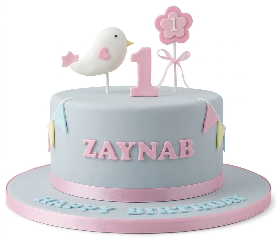 Little Bird & Bunting 1st Birthday Cake for Girls
