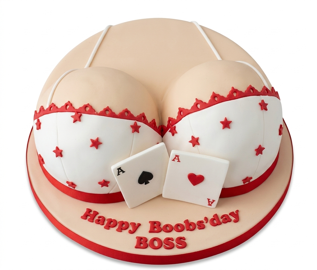 Funny Lingerie & Playing Card Adult Birthday Cake