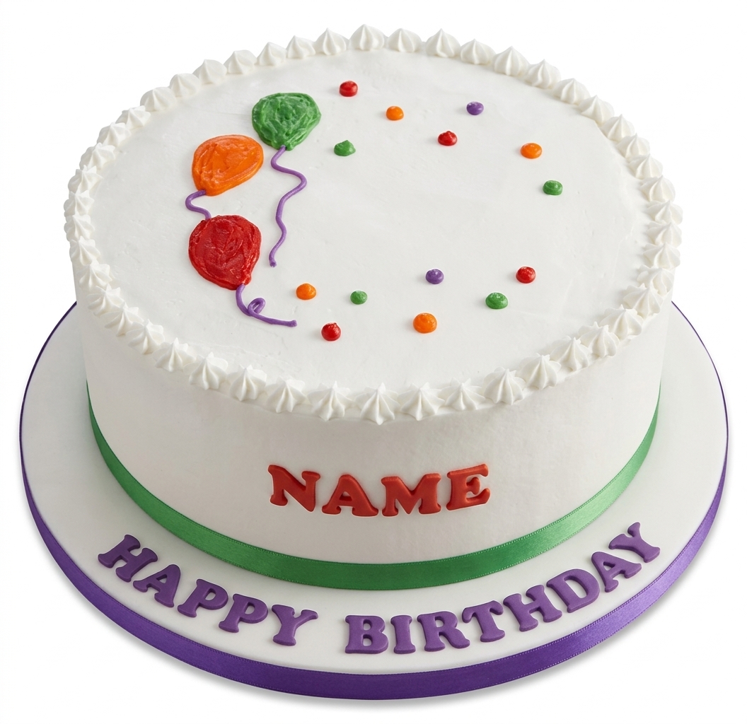 Personalised Balloons & Confetti Birthday Cake