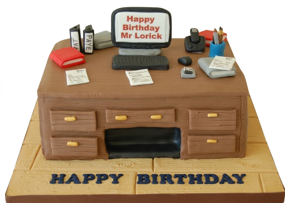 Accountant's Desk Birthday Cake