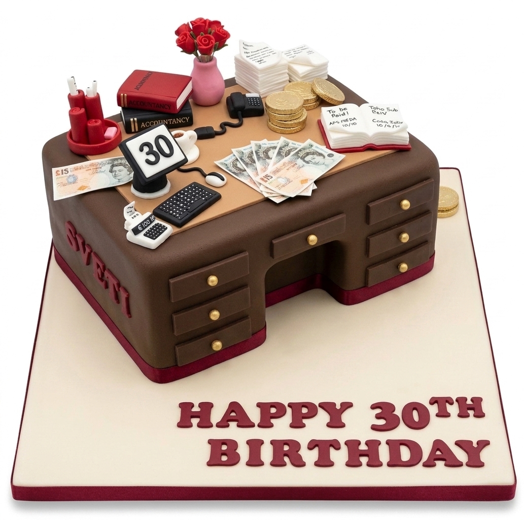 Accountant Desk Birthday Cake