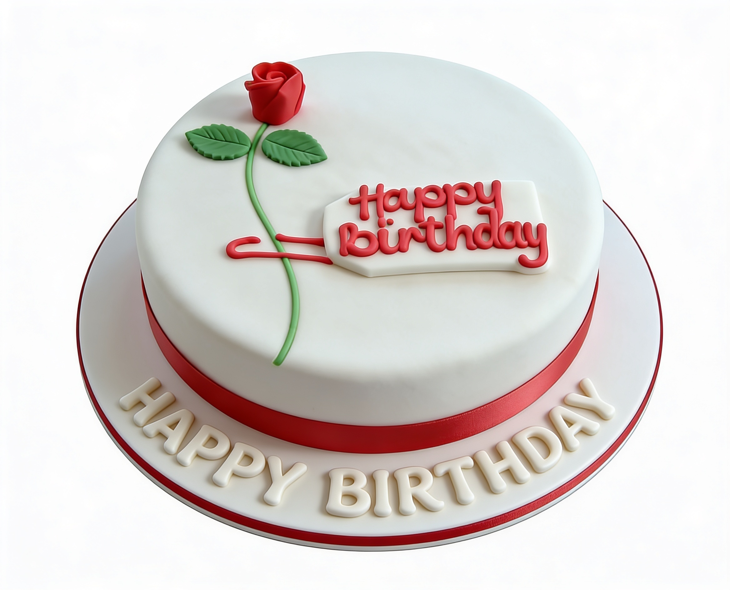 Elegant Red Rose Birthday Cake