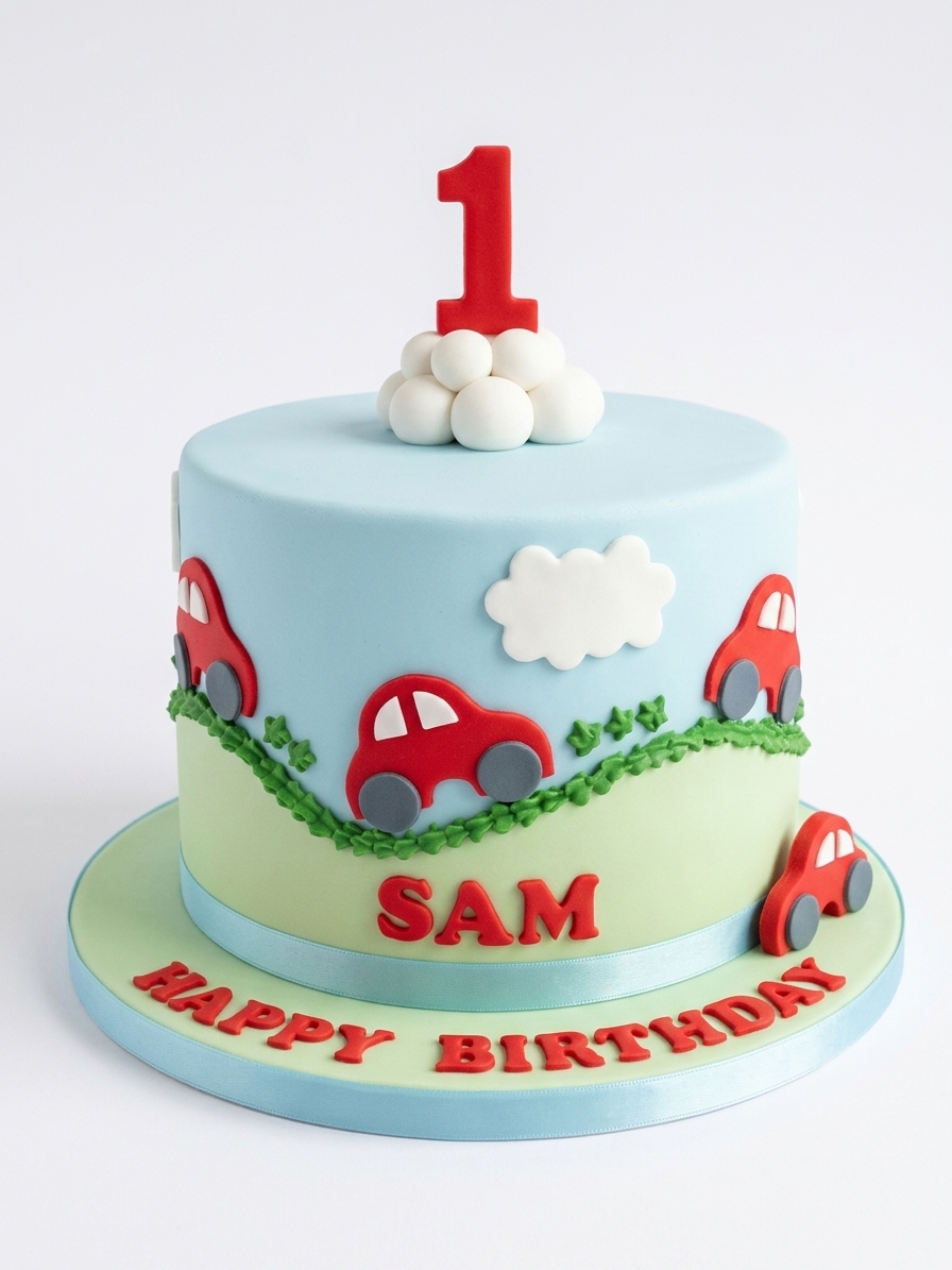 Car Theme Kids Birthday Cake