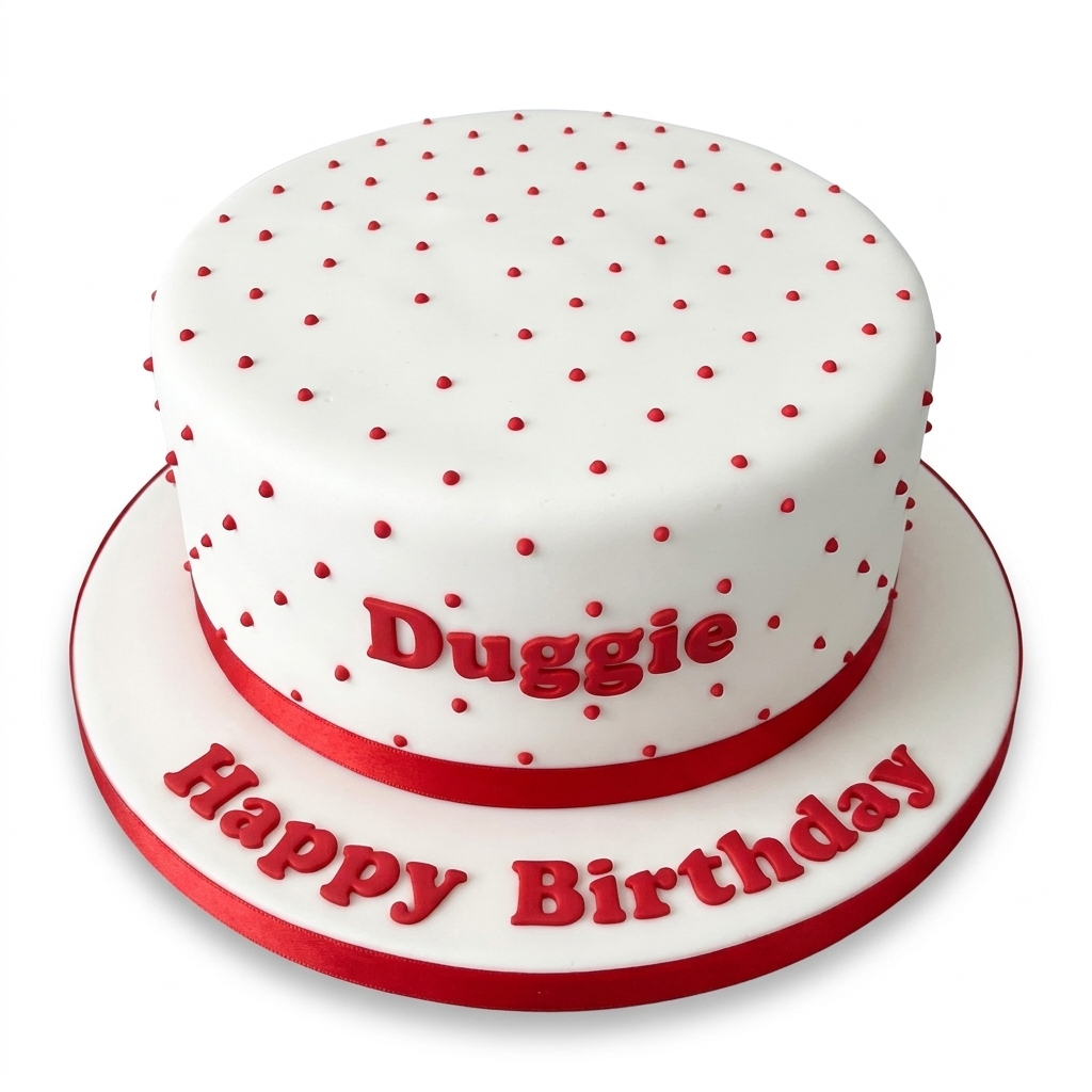 Personalised Red Polka Dot Birthday Cake