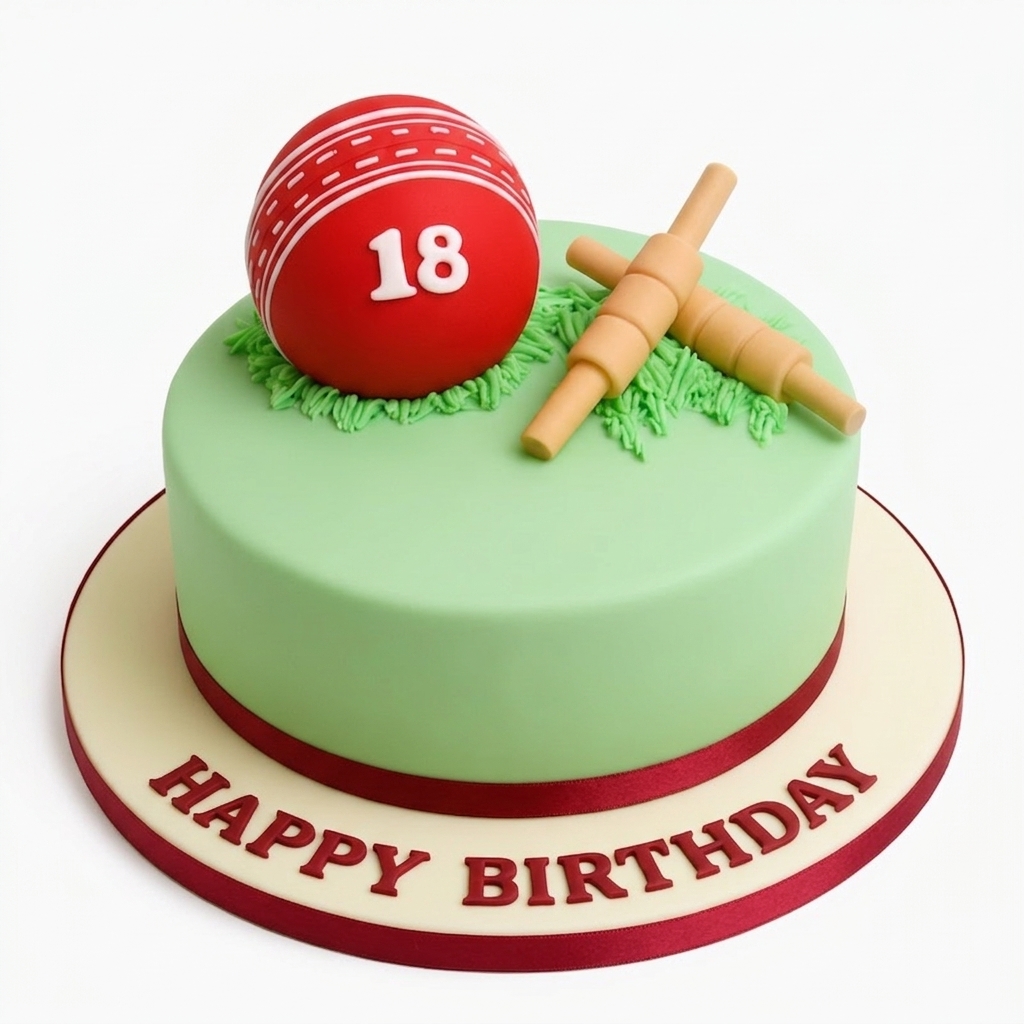 Cricket Theme Birthday Cake with Custom Age