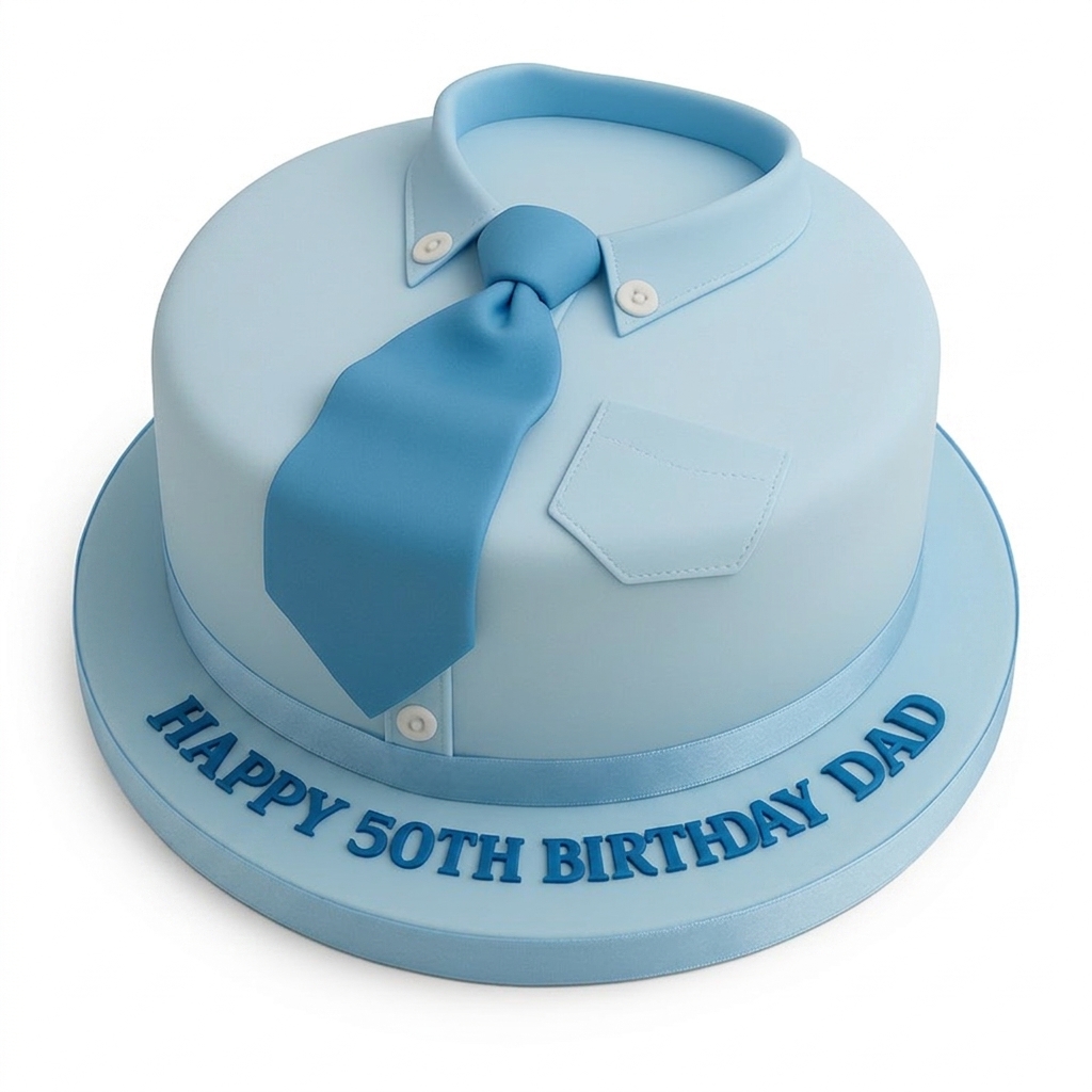 Blue Shirt & Tie Birthday Cake for Men