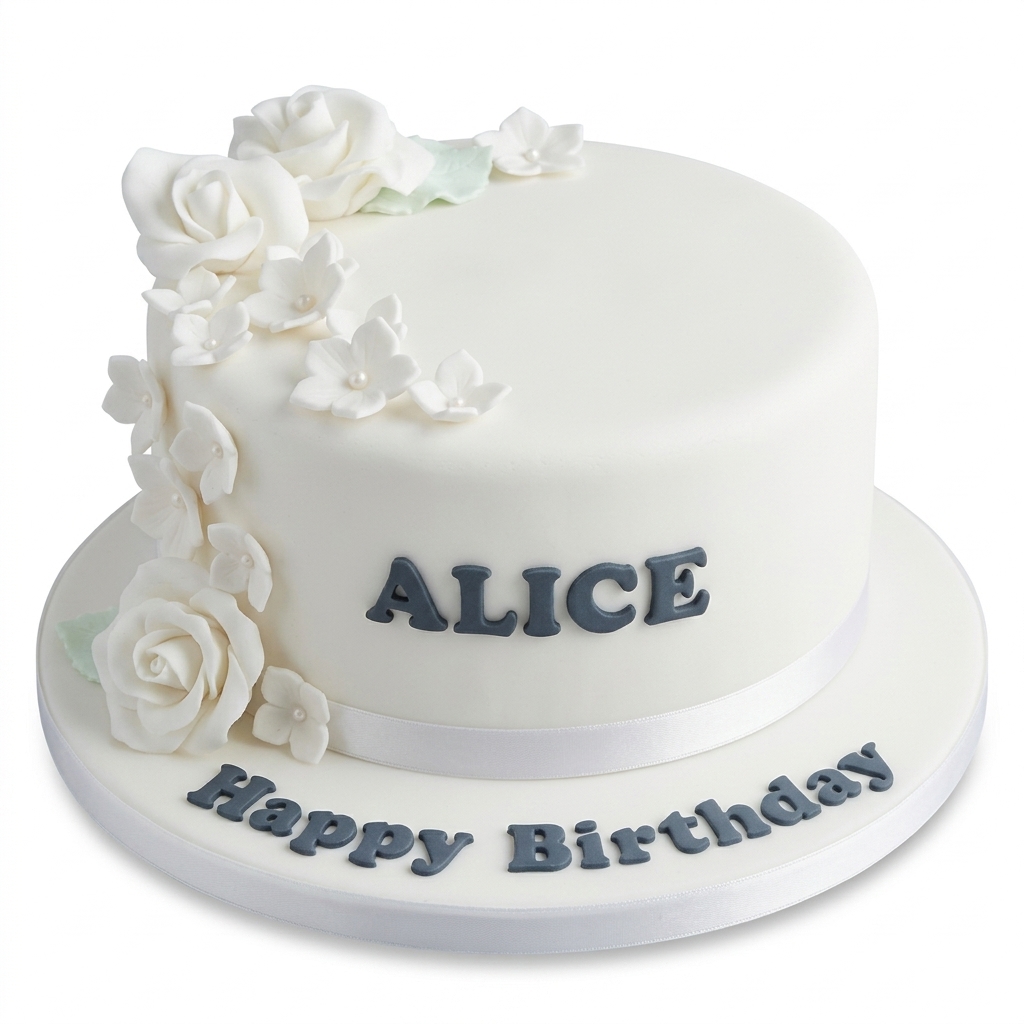 Elegant Floral Birthday Cake for Her