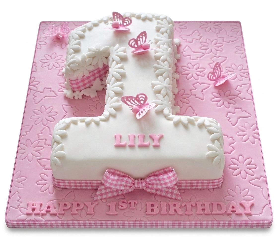 Butterfly 1st Birthday Cake for Girls