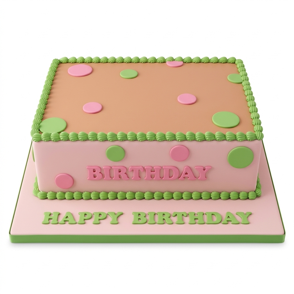 Pink & Green Polka Dot Birthday Cake