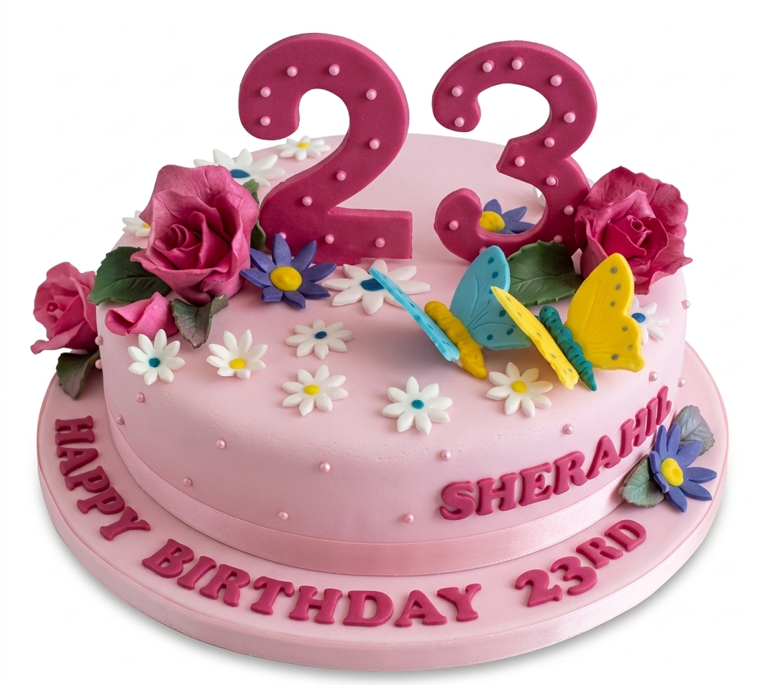Floral Butterfly Birthday Cake for Her