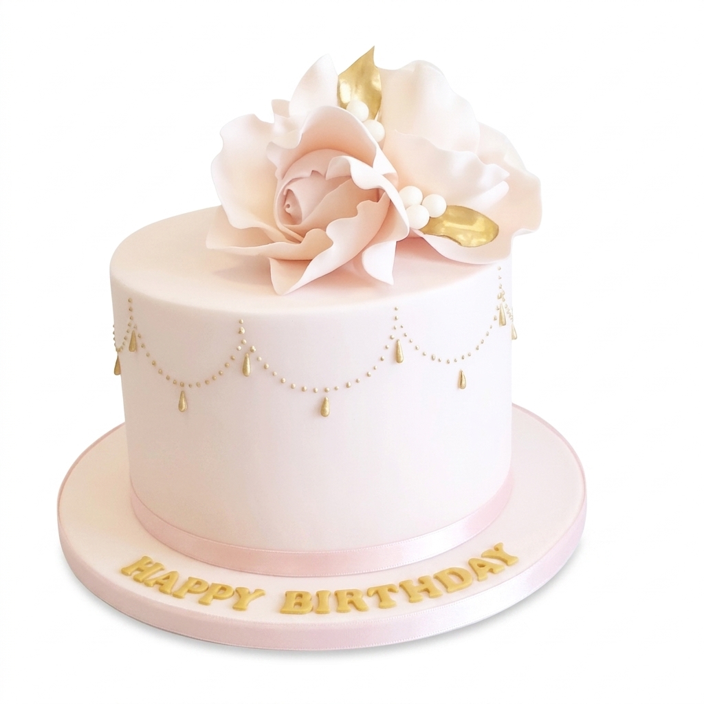 Elegant Floral Birthday Cake for Her