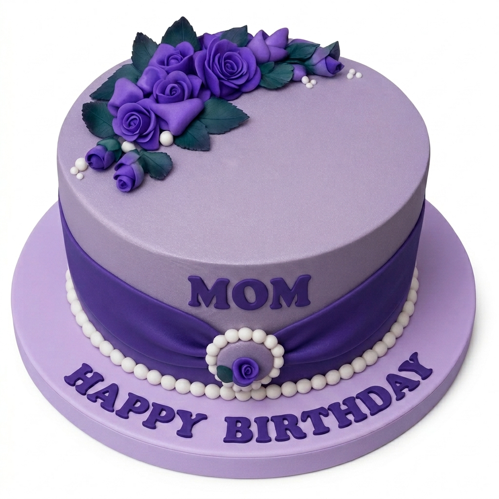 Elegant Purple Floral Birthday Cake for Her