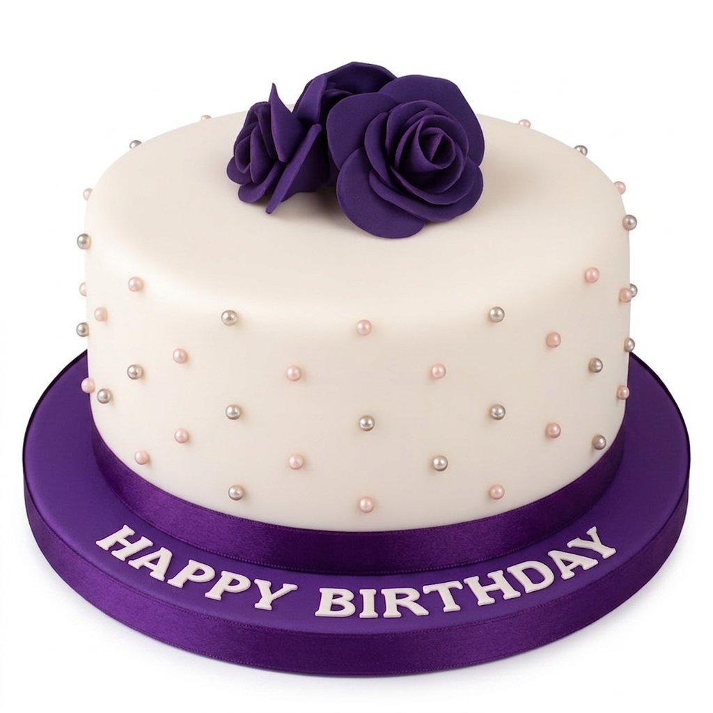 Purple Floral Birthday Cake for Her