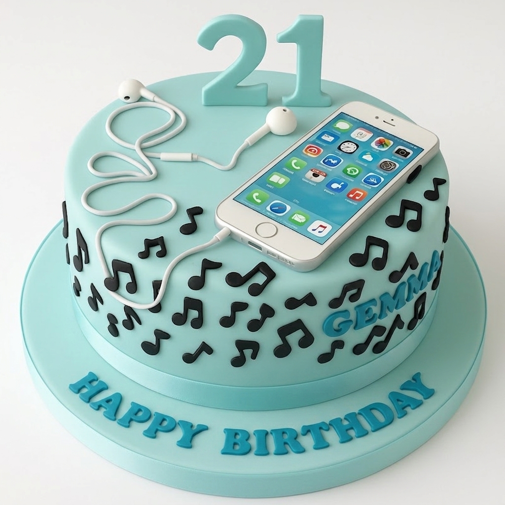Mobile Phone & Music Birthday Cake