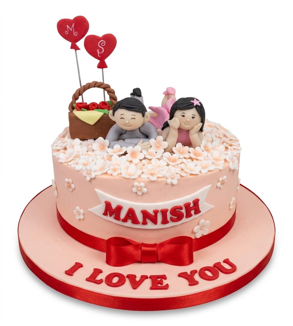 Romantic Floral Couple Birthday Cake
