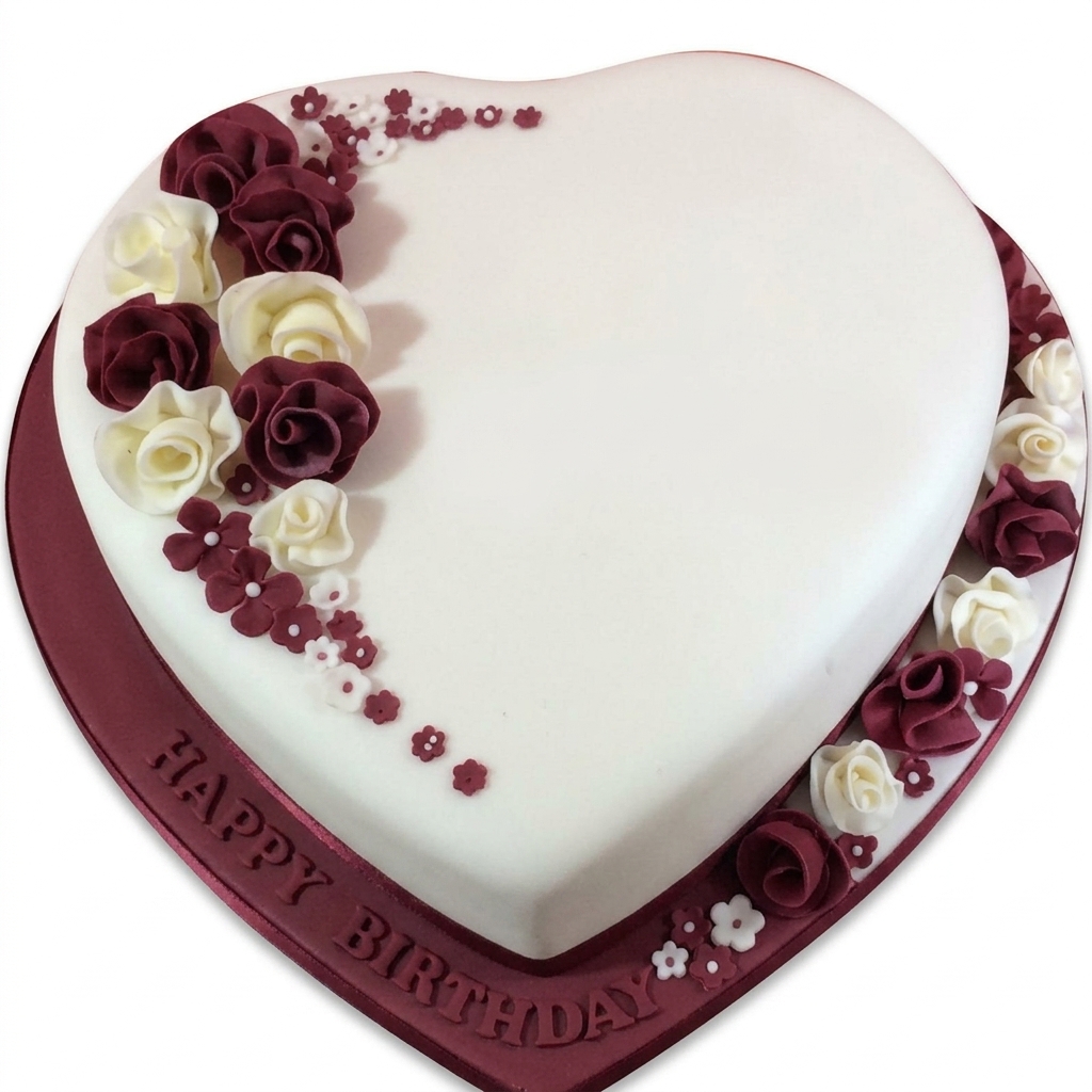 Floral Heart Birthday Cake with Roses