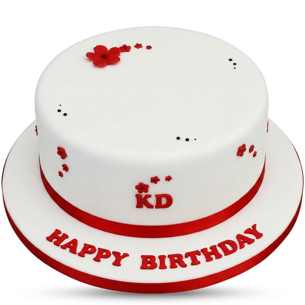 Elegant Red Floral Birthday Cake for Her