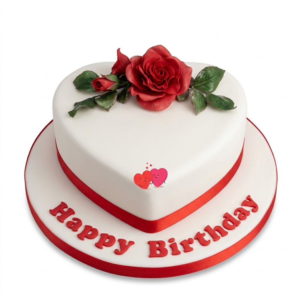 Romantic Floral Heart Birthday Cake